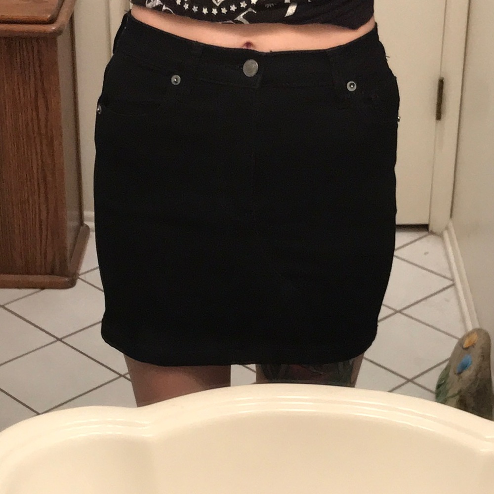 We the Free black jean mini skirt